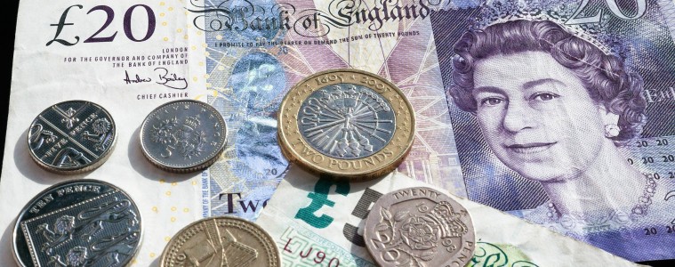 British money notes coins