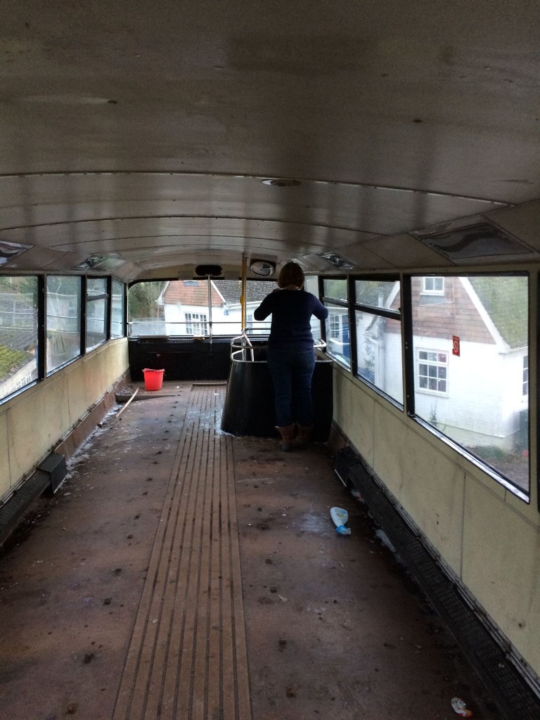 the bus being renovated