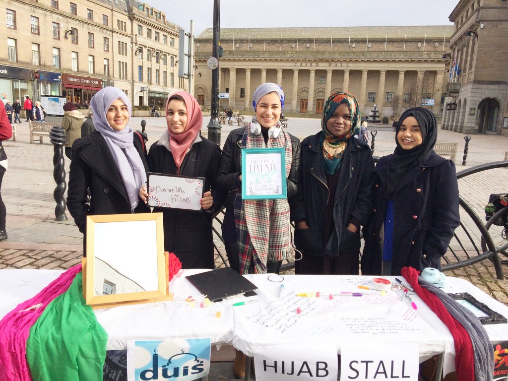 volunteers at hijab stall